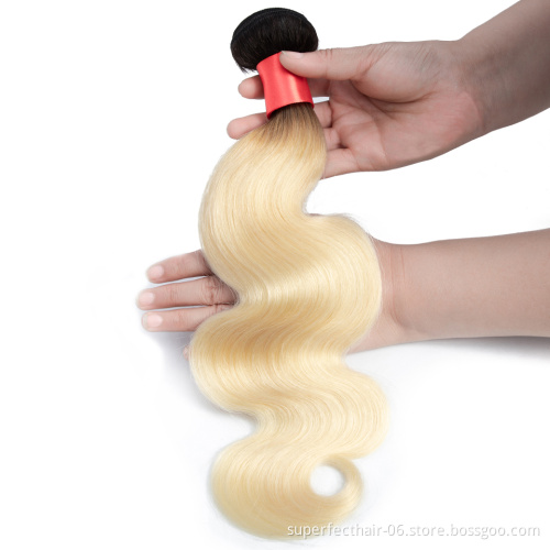 Wholesale 100% Brazilian Virgin Real Remy Hair Extension  Color 1B/613 body wave Human Hair  Bundles